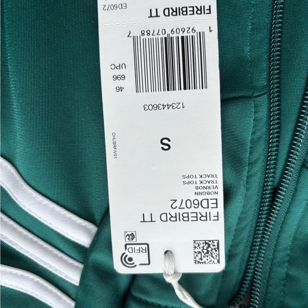 Adidas Teal Track Jacket with White Stripes - Picture 2 of 4